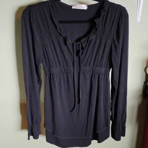 Elegant Black Ruffle Detail Blouse